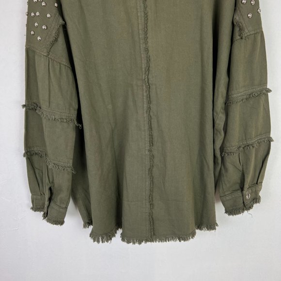 NWT Elan Studded Cotton Demi Jacket Olive Green Lightweight Size Medium M N2193 - Picture 14 of 16